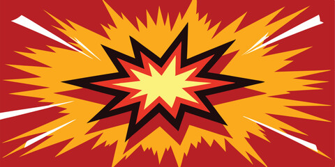 Comic Book Explosion Red, Orange, Yellow Starburst Blast