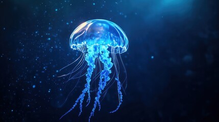 Fototapeta premium Glowing Jellyfish in the Deep Blue