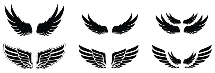 Wings Vector set. Wings for heraldry, tattoos, logos.