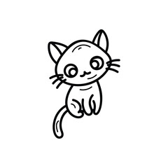 Black Cat icon islote white background vector stock illustration