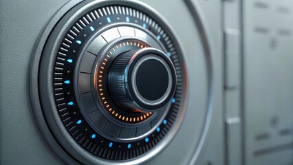 Highly detailed futuristic combination lock dial showcasing unique design and advanced security