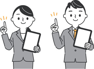 タブレット　ビジネスパーソン　上半身　ベクター