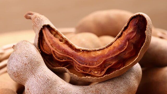 Ripe tamarind in a basket
