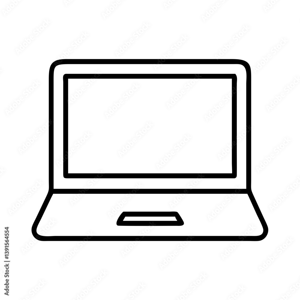 Poster laptop computer vector icon for technology and business use in graphic design and user interface dev