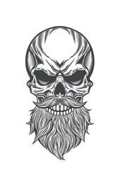 Retro skull with thick mustache & beard 38