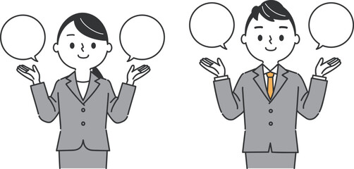 比較　提案　ビジネスパーソン　上半身　ベクター