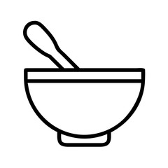 Mortar and pestle vector icon for pharmacy herbal medicine and cooking ingredient preparation design element