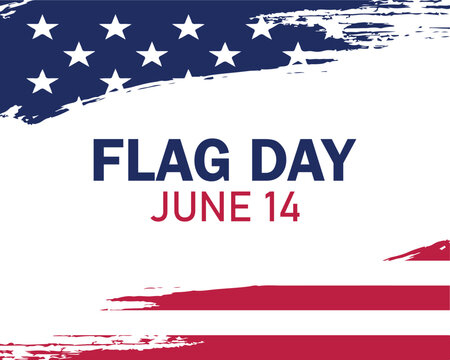 National Flag Day in United States. Holiday celebrated annual June 14 in USA. Patriotic style design with american flag. Poster, greeting card, banner and background.