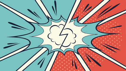 Fototapeta premium Retro Comic Book Explosion, Pop Art Style, Dynamic Action, Visual Effects, Graphic Design, Color Swa