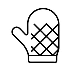 Outline quilted oven mitt vector design for kitchen safety and cooking equipment illustration and protection