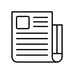 Line art newspaper icon vector illustration for news media and information graphics design element usage