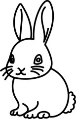 Coloring Page Outline of Cartoon Bunny. Cute Rabbits. Coloring Book for Kids.