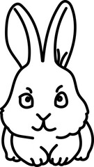 Coloring Page Outline of Cartoon Bunny. Cute Rabbits. Coloring Book for Kids.