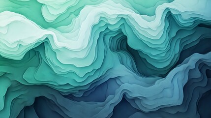 Abstract teal and blue layered texture with wavy lines creating a depth effect and a sense of movement