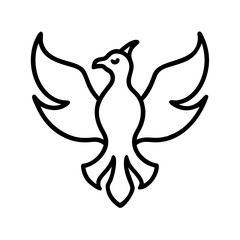 Phoenix bird illustration mythical creature symbol graphic design vector art outline drawing firebird design icon 