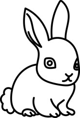 Coloring Page Outline of Cartoon Bunny. Cute Rabbits. Coloring Book for Kids.