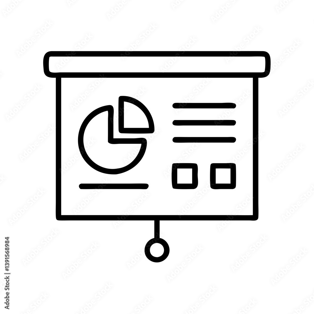 Poster presentation chart with pie graph and data analysis for business meeting and report icon vector