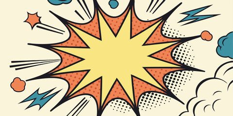 Retro Comic Book Explosion Pop Art Design Graphic