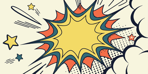 Retro Comic Book Explosion Pop Art Design Graphic Stars