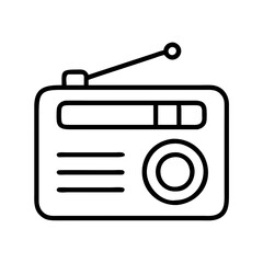 Vintage radio receiver vector icon illustration antique radio broadcasting device fm am radio tuner classic style