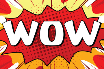 Comic Book Wow Explosion Red Yellow Pop Art Design
