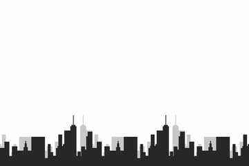 Naklejka premium City Buildings Silhouette White And Black