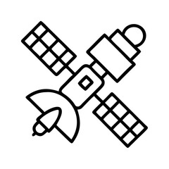 Satellite communication technology outline icon vector illustration for space exploration design