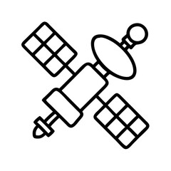 Satellite illustration vector icon for space technology communication and exploration in outline style