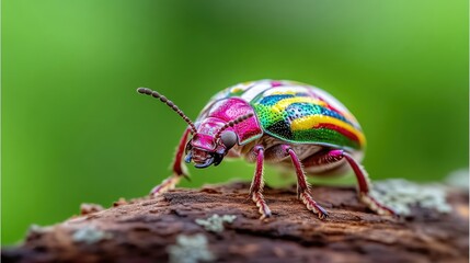 Fototapeta premium Vibrant colorful beetle on a branch