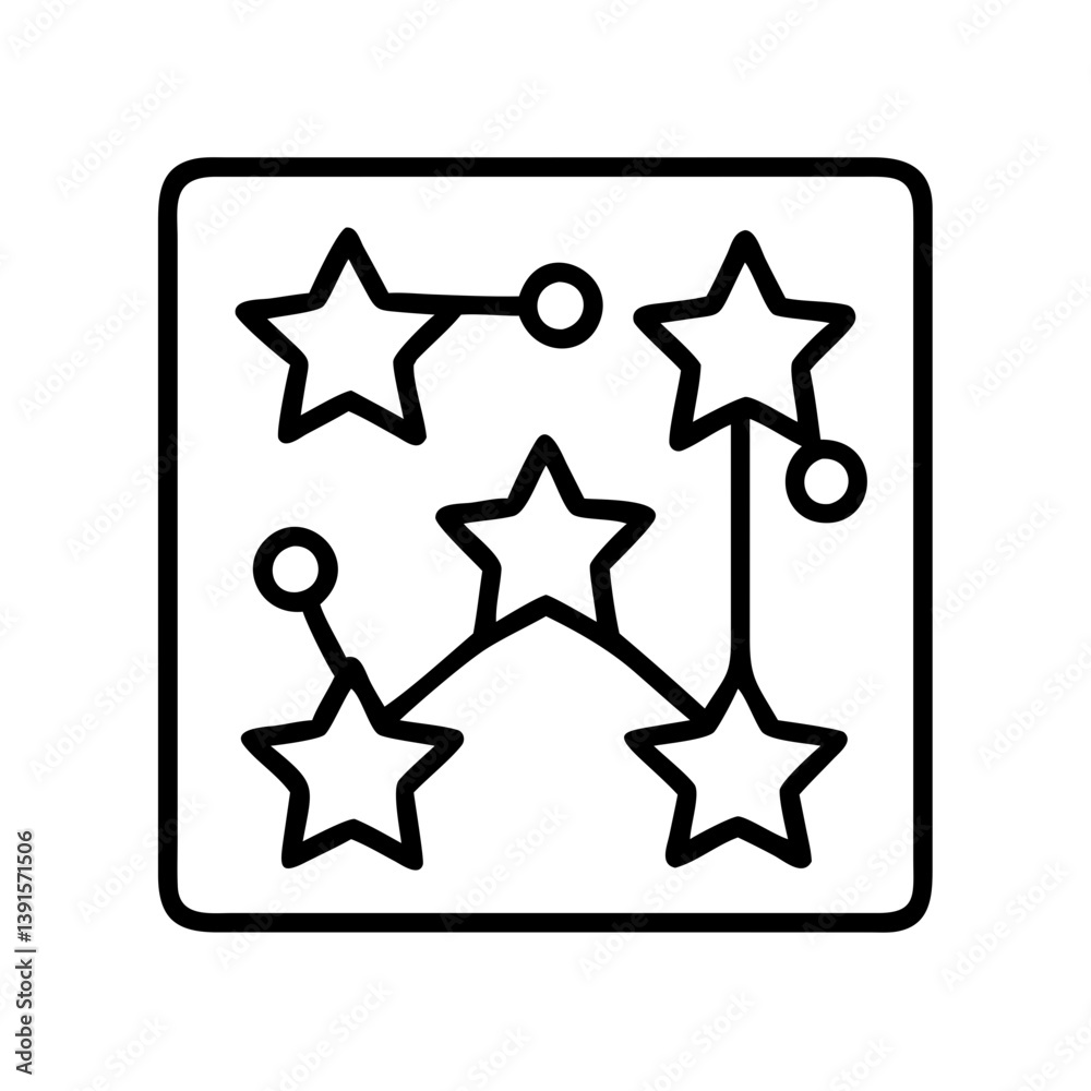 Aufkleber star connection network icon vector design representing a linked star node diagram in a square frame