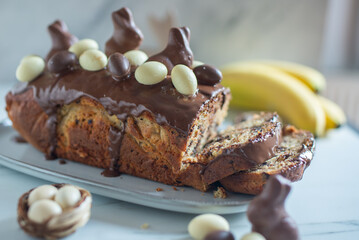 sweet home made chocolate banana easter bread