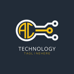 initial monogram for technology logo with circle style design	