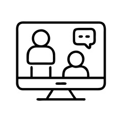 Online meeting video conference call vector icon for remote work and communication discussion presentation