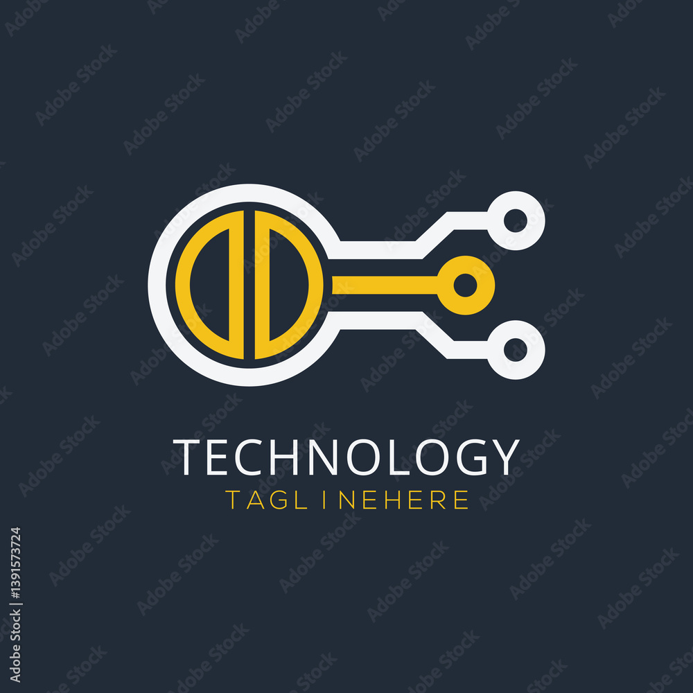 Fototapete initial monogram for technology logo with circle style design