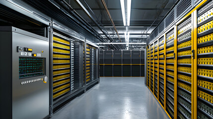 Naklejka premium Organizing data storage systems in a modern facility a photostock collection