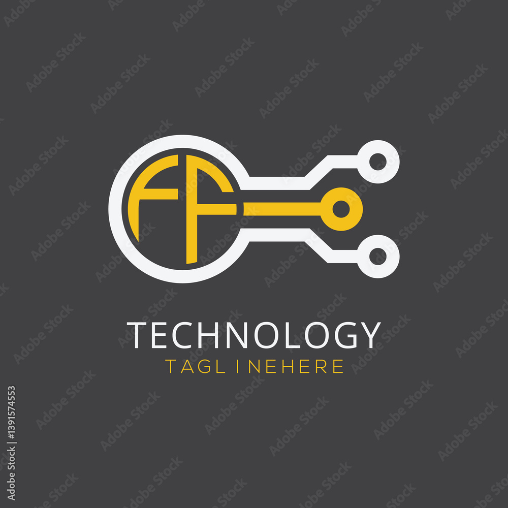 Fototapete initial monogram for technology logo with circle style design