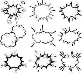 Comic Book Style Explosions and Speech Bubbles Graphics