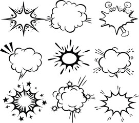 Comic Book Style Explosions, Speech Bubbles, and Starbursts