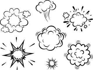 Fototapeta premium Comic Book Explosion Effects Pop Art Style, Black and White Graphics