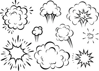 Comic Book Explosion Effects Smoke, Clouds, and Starburst Graphics