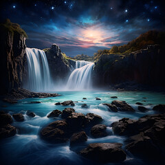 waterfall in the mountains