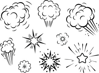 Comic Book Explosion Effects Smoke, Stars, and Burst Graphics