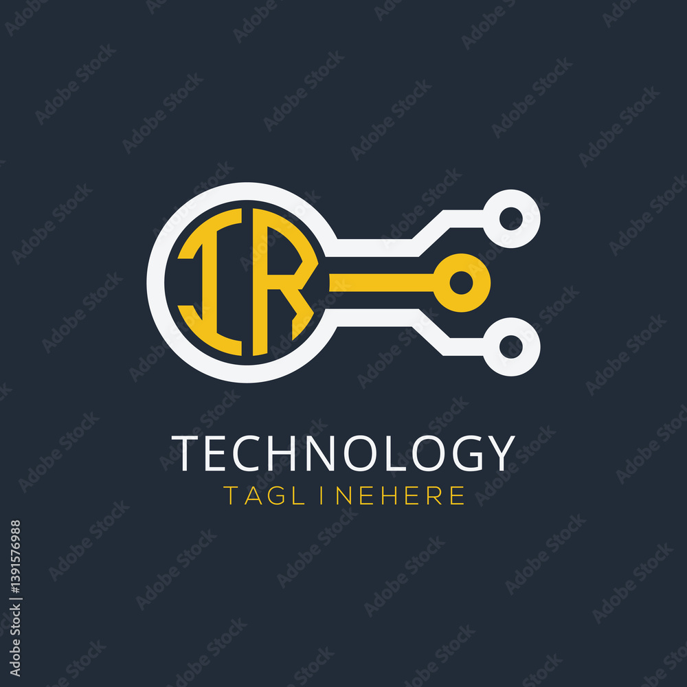 Fototapete initial monogram for technology logo with circle style design