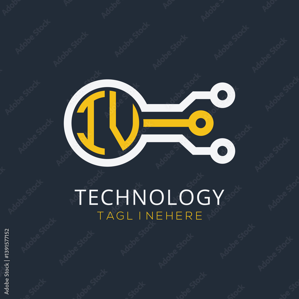 Fototapete initial monogram for technology logo with circle style design