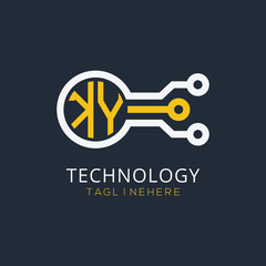 initial monogram for technology logo with circle style design