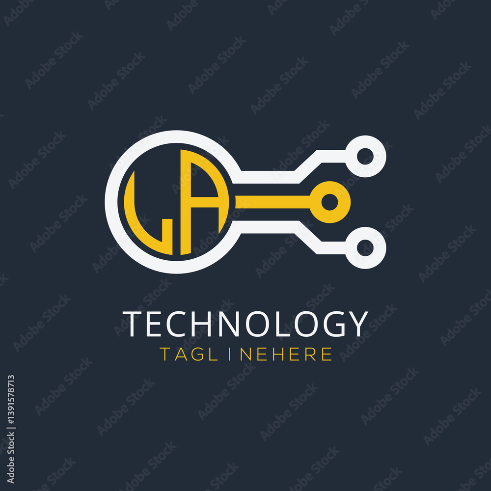 Fototapete initial monogram for technology logo with circle style design