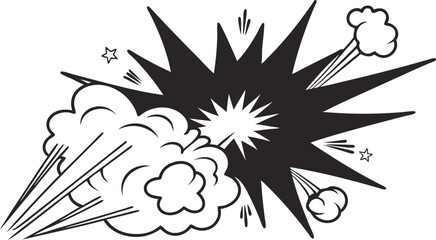 Comic Book Explosion, Black and White, Dynamic, Starburst, Pow, Bang, Impact, Smoke, Burst, Graphic