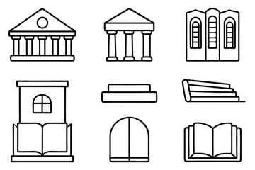 Library Line Art Simple Drawing for Book Themed Illustration  