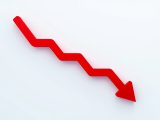 Red zigzag arrow pointing downward on a white background