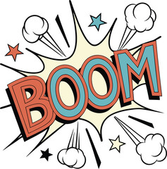 Retro Comic Book Boom Explosion Sound Effect Graphic